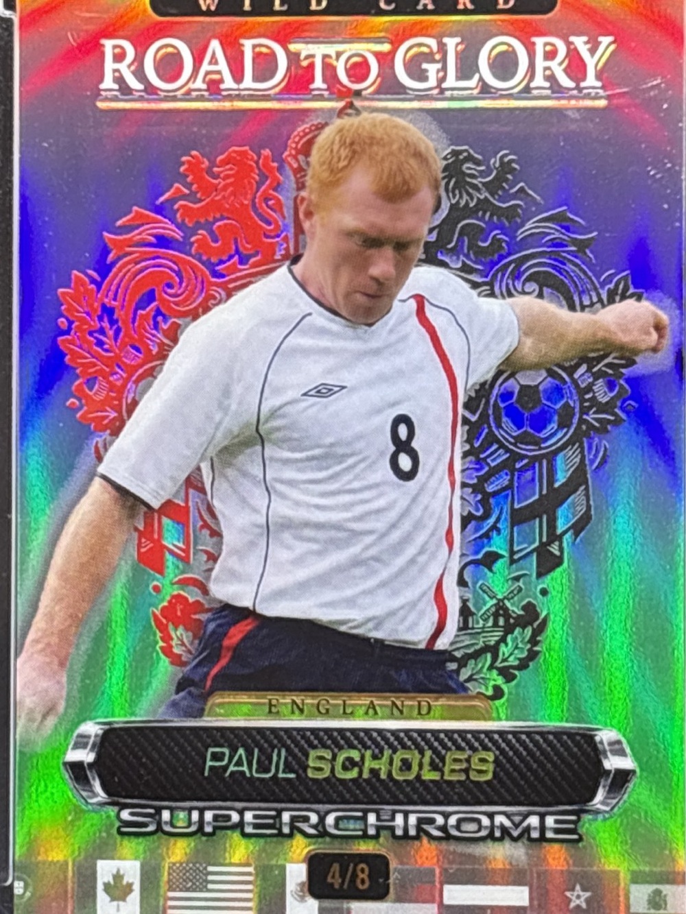Wild Card Paul Scholes Road to Glory SuperChrome Soccer Trading Card LE 4/8